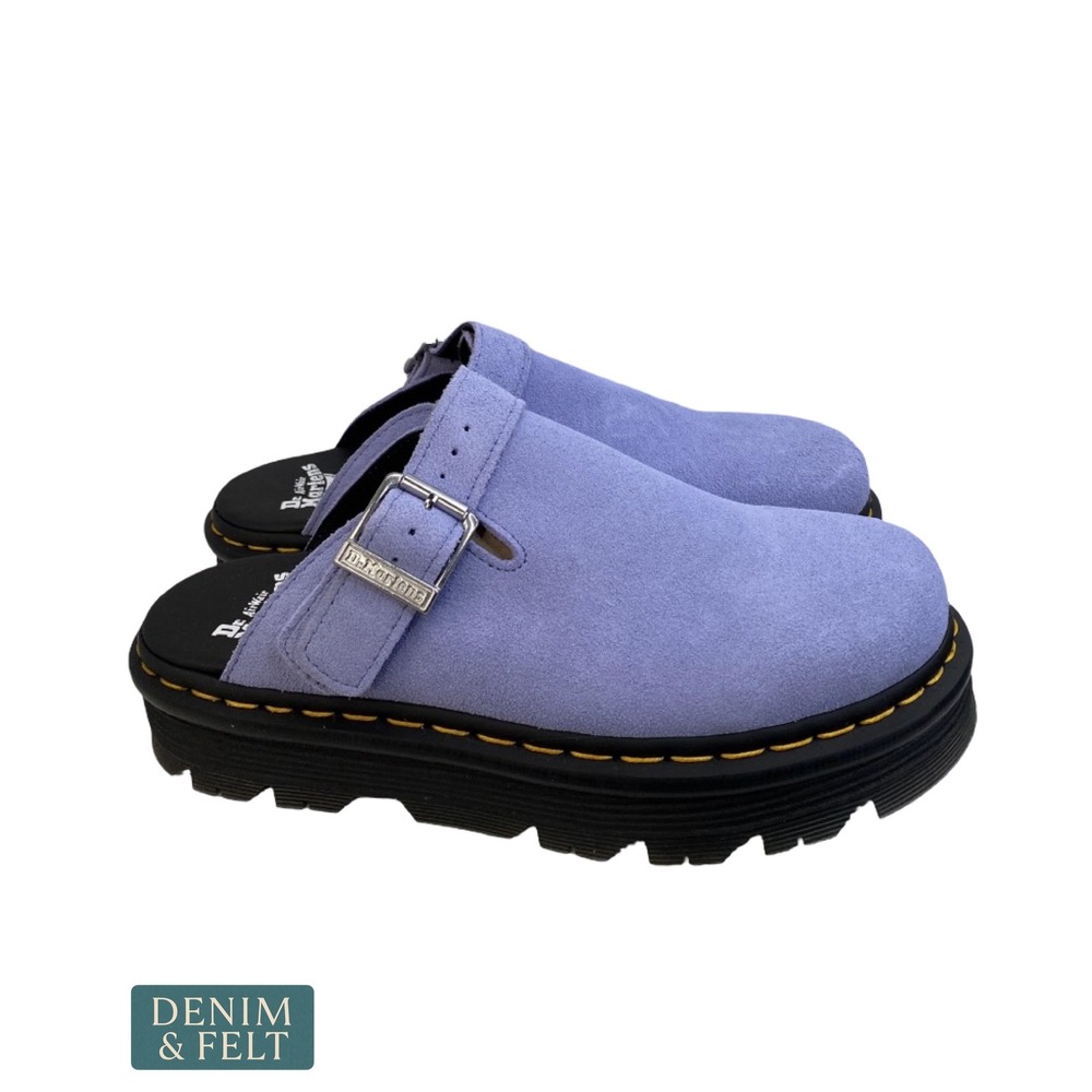NEW Dr. Martens Zebzag Suede Slingback Platform Mules Cornflower Blue Unisex - Picture 8 of 13